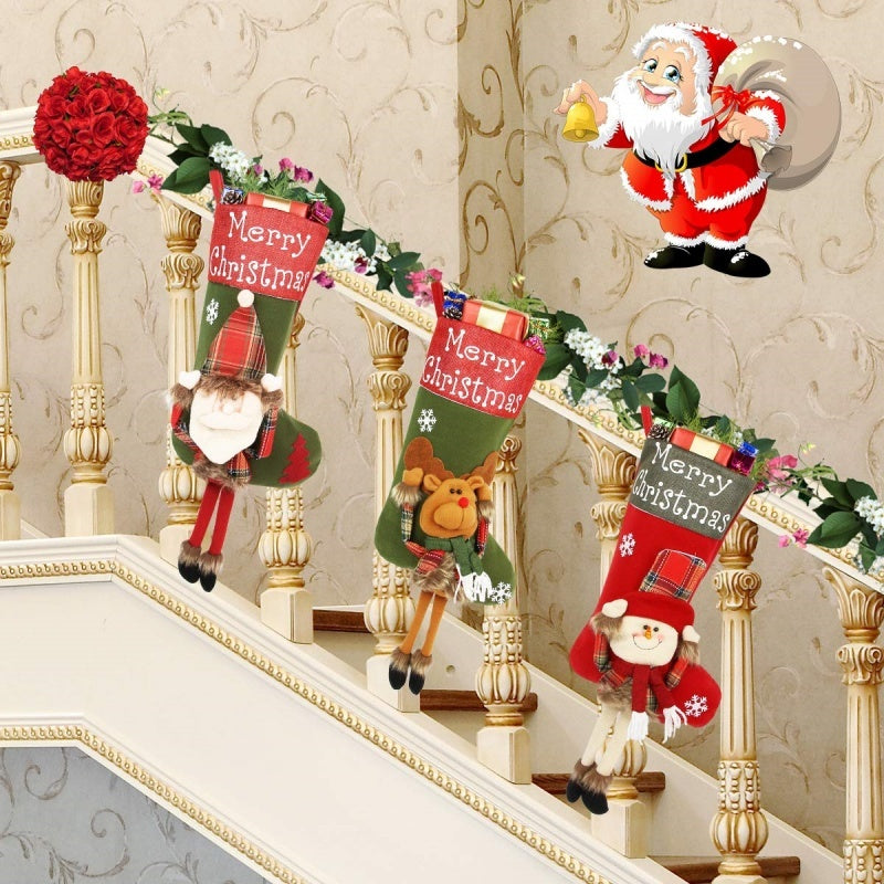 Custom Made Large Christmas Stockings – 3D Santa, Snowman & Reindeer Designs