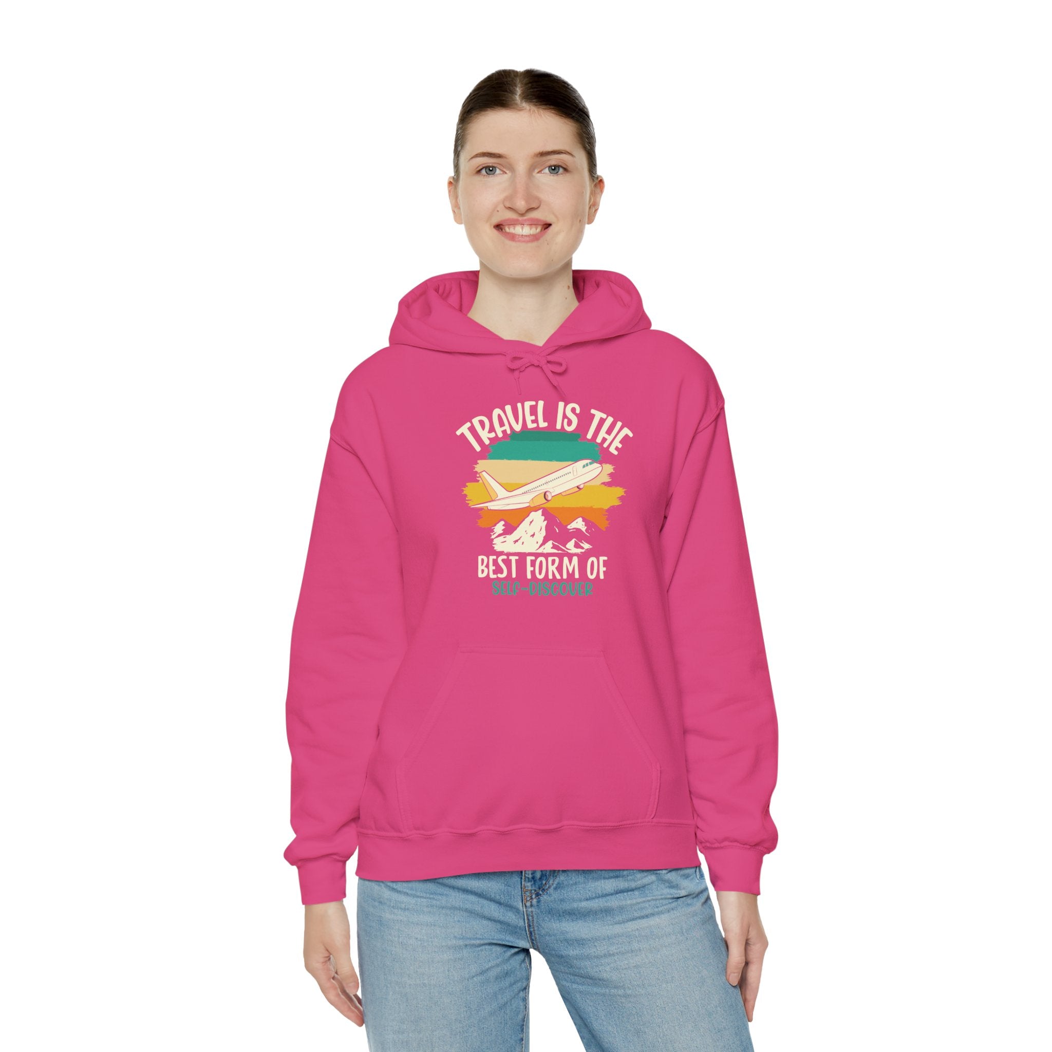 Travel is the best form of Discovery Unisex Heavy Blend™ Hoodie Sweatshirt