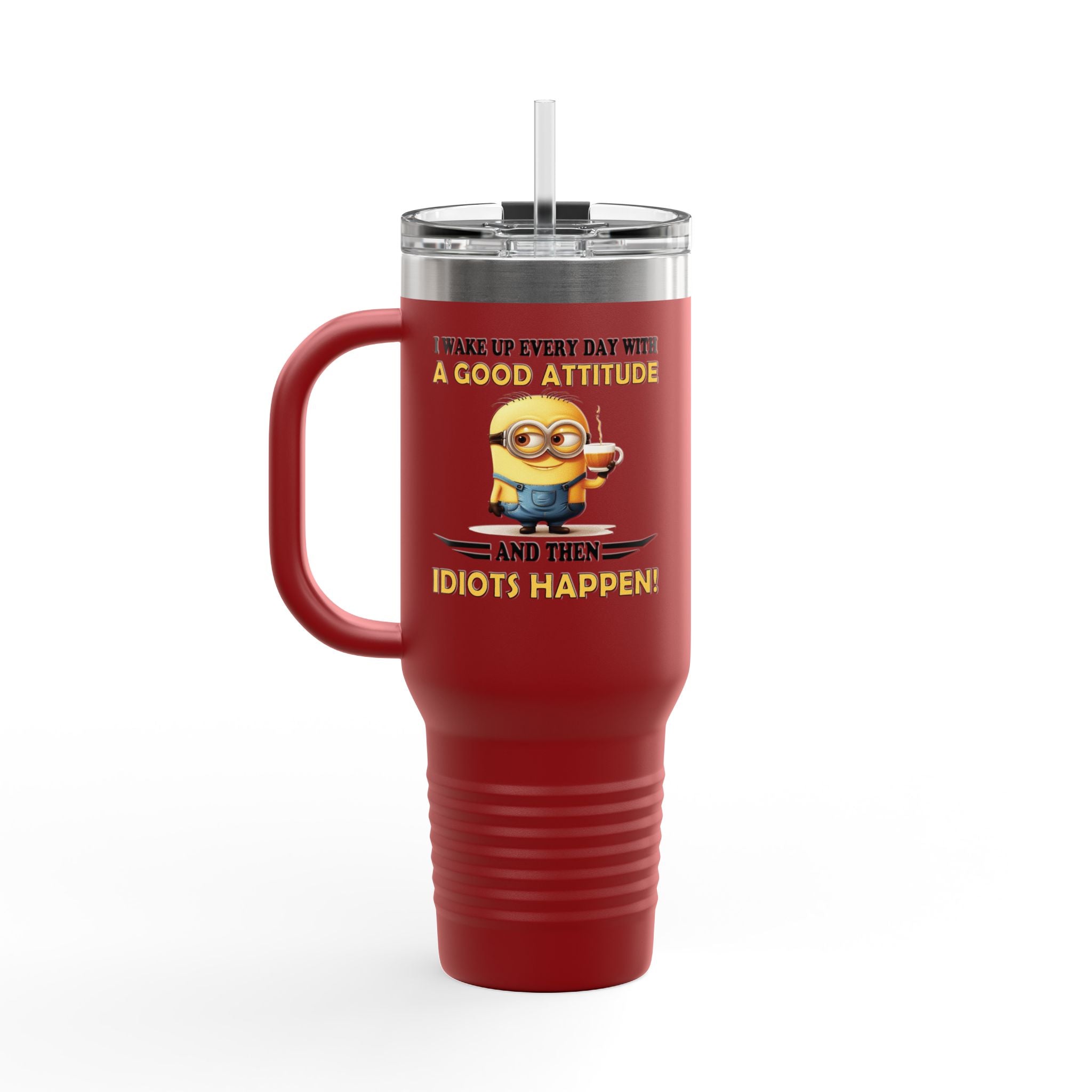 Funny Insulated Travel Mug | 40oz Coffee Cup with Humorous Minion Design | Perfect for Gifting, Home or Office Use, Insulated Drinkware