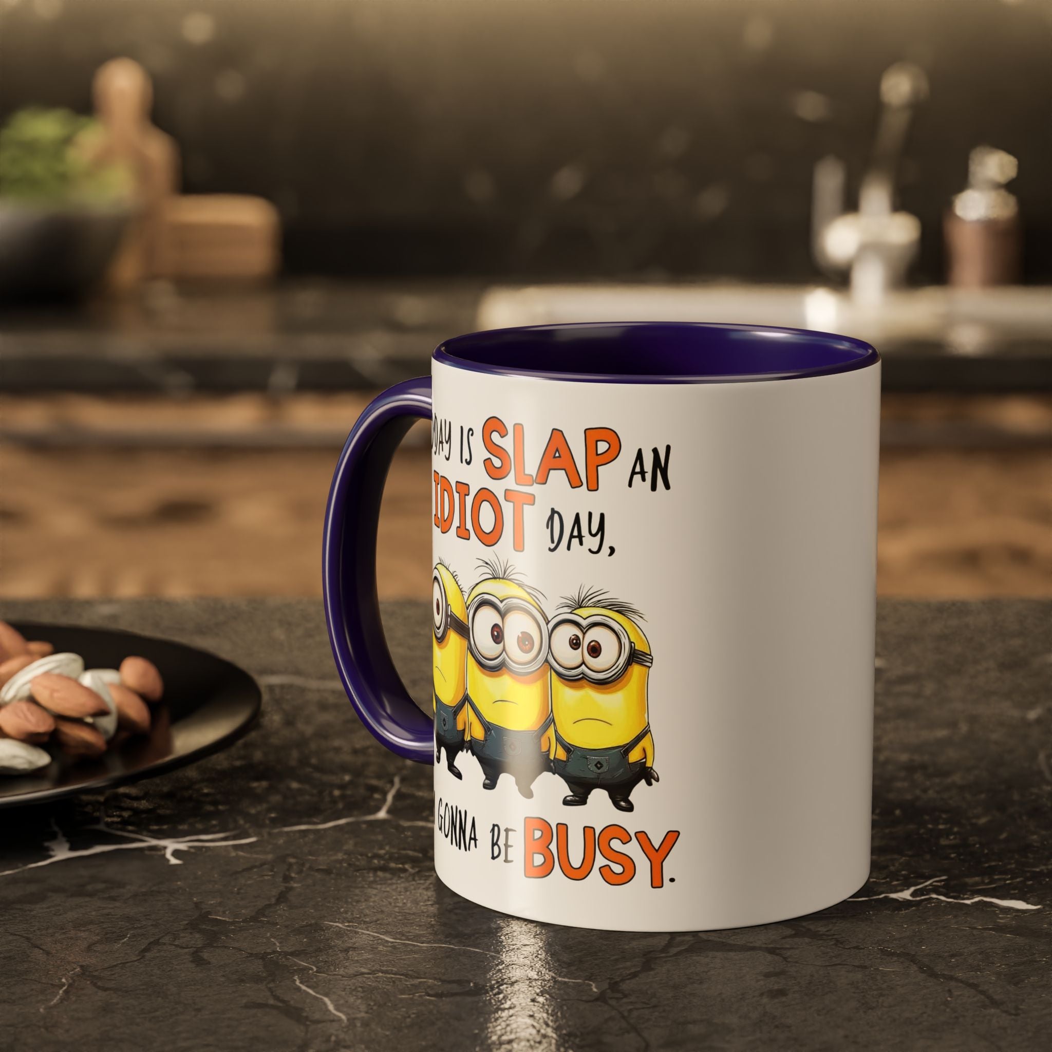 Funny Minion Slap an IDIOT Day Coffee Mug, Novelty Gift 11oz Tea Cup, Office Humor, Colorful Mugs, Funny Ceramic Cup, Gag Gift for Friends