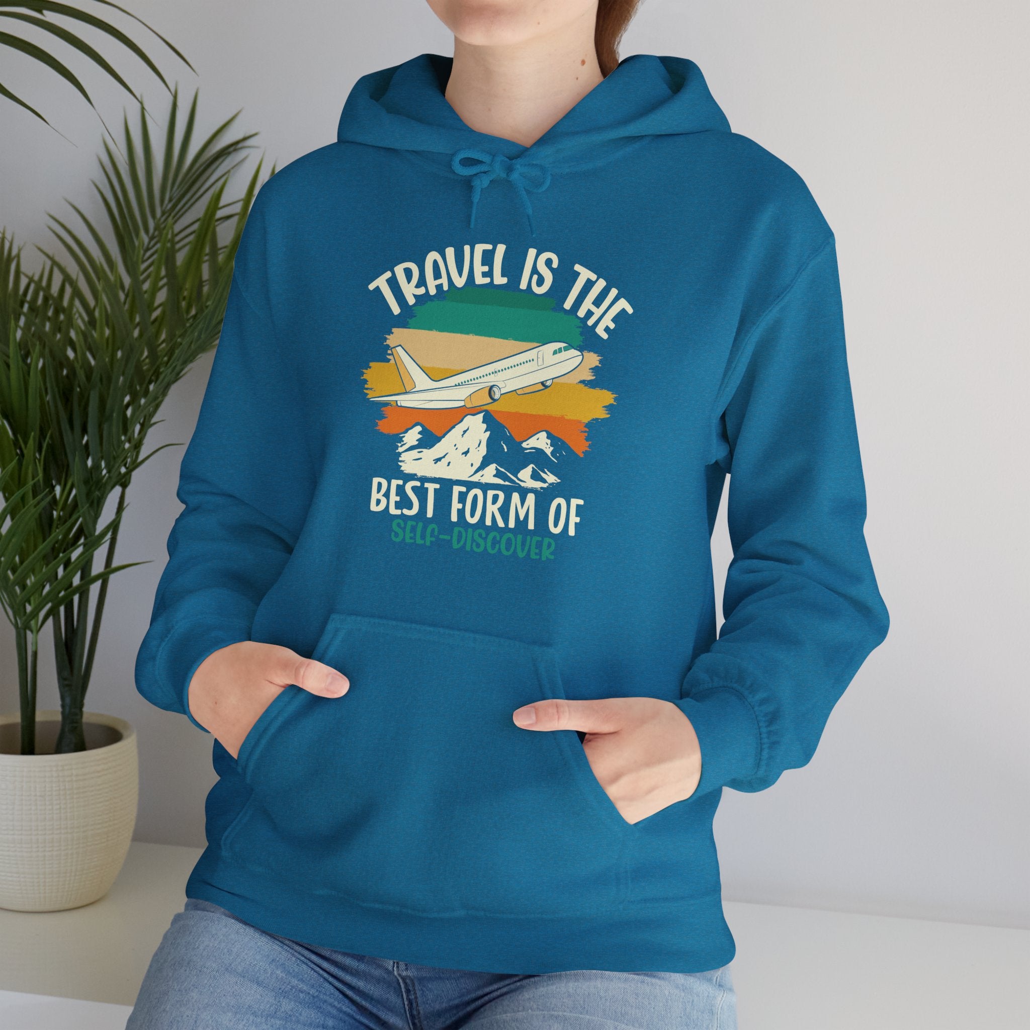 Travel is the best form of Discovery Unisex Heavy Blend™ Hoodie Sweatshirt