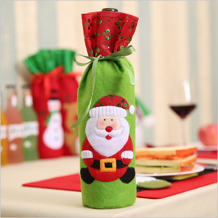 Christmas Wine Bottle Cover – Gnome or Santa Hat Decoration | Festive Holiday Table Décor, Gift Wrap Bag for Wine or Champagne