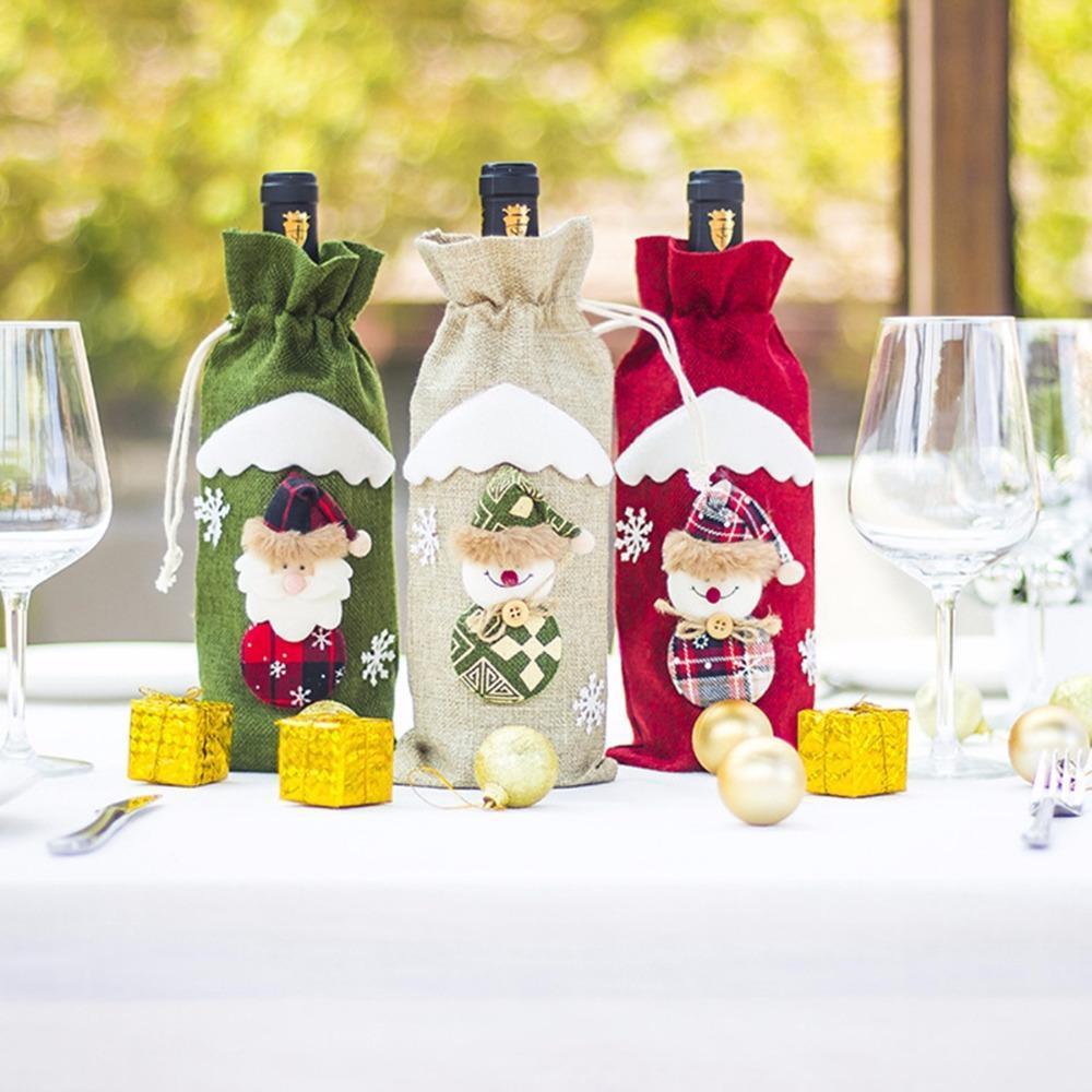 Christmas Wine Bottle Cover – Gnome or Santa Hat Decoration | Festive Holiday Table Décor, Gift Wrap Bag for Wine or Champagne