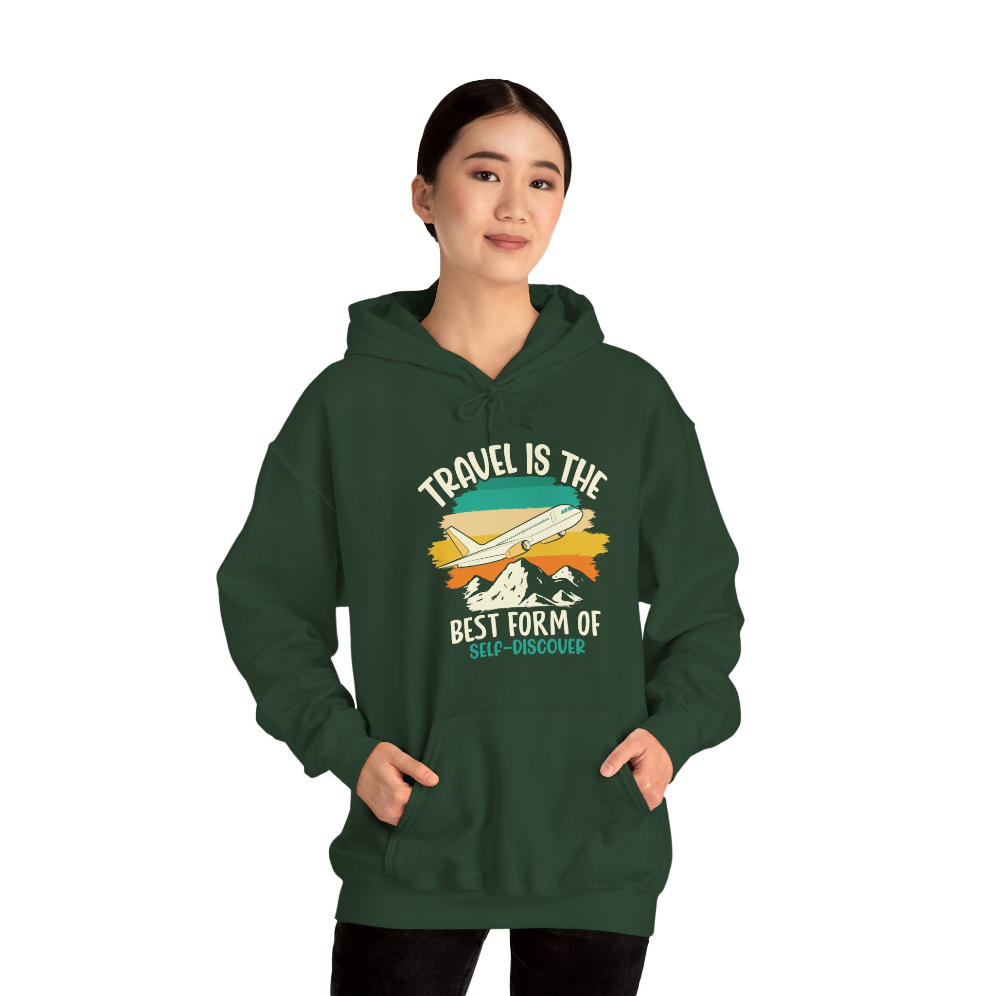 Travel is the best form of Discovery Unisex Heavy Blend™ Hoodie Sweatshirt