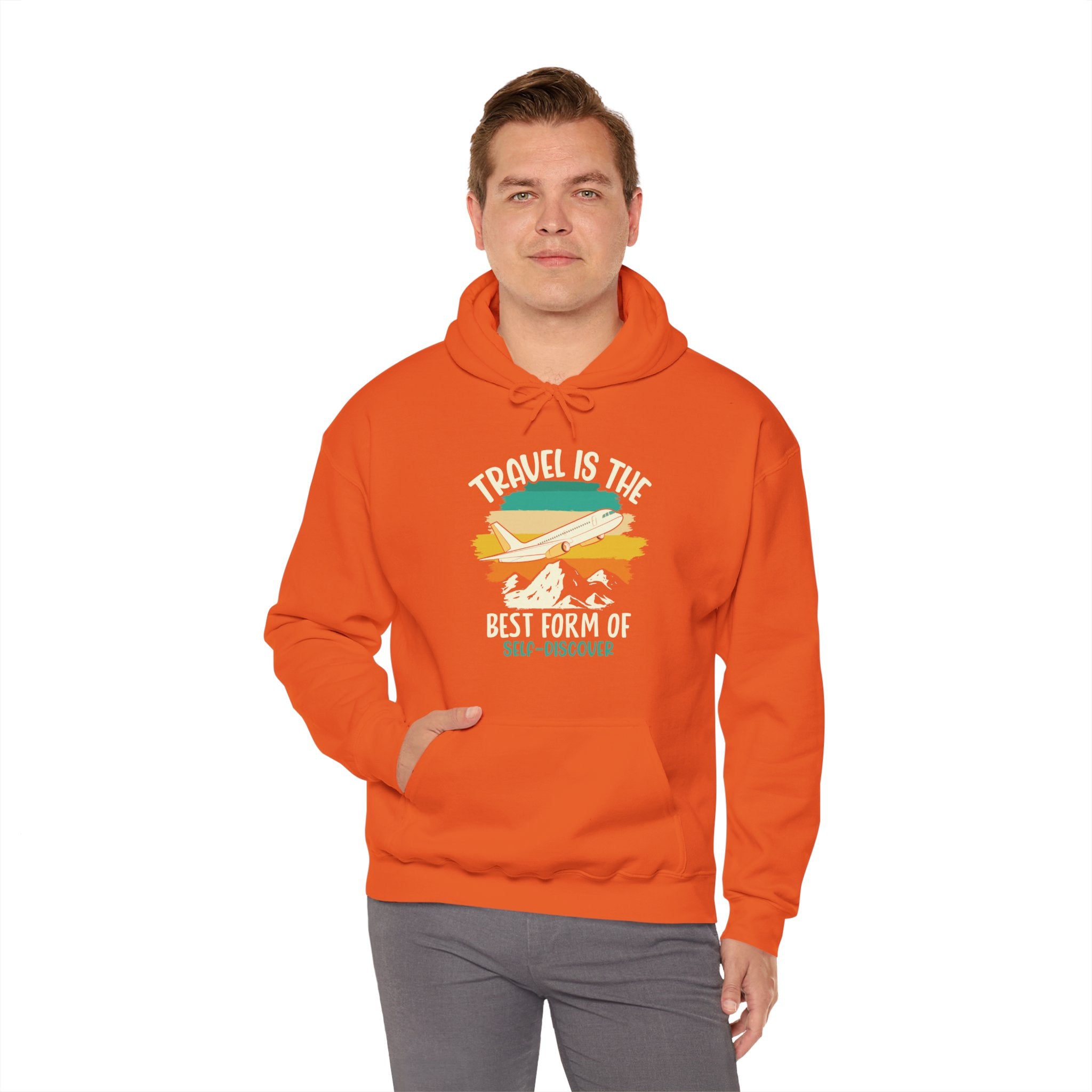Travel is the best form of Discovery Unisex Heavy Blend™ Hoodie Sweatshirt