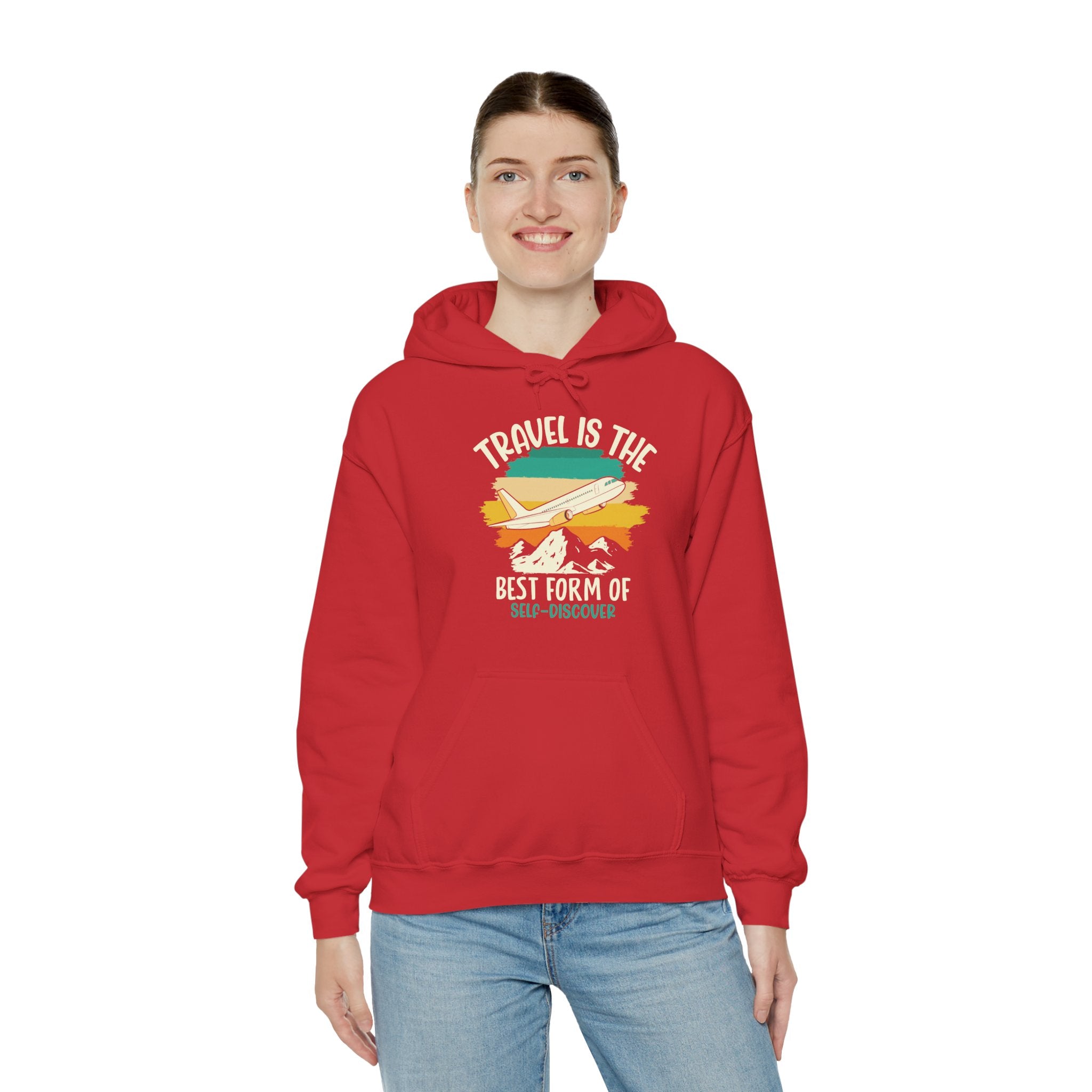 Travel is the best form of Discovery Unisex Heavy Blend™ Hoodie Sweatshirt