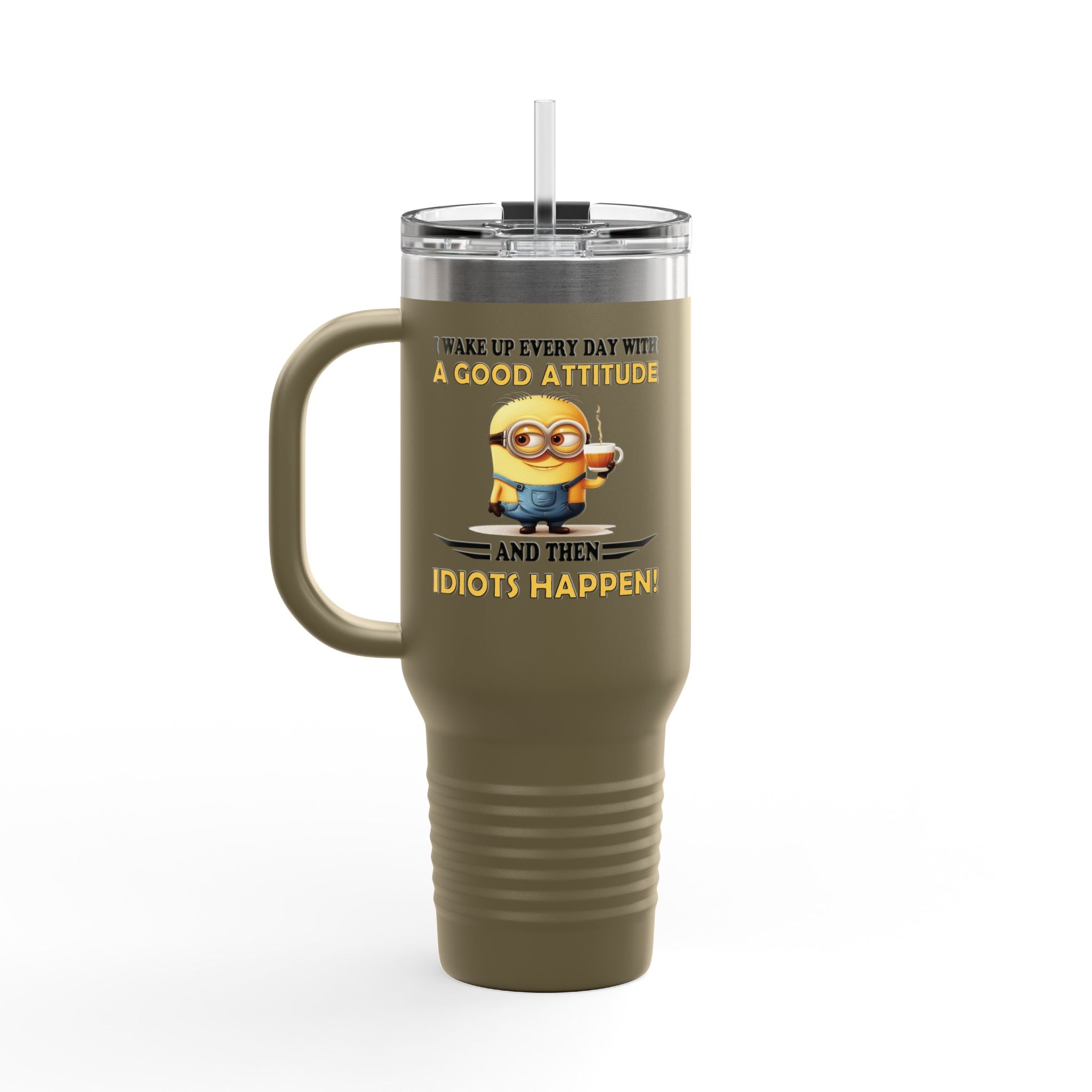 Funny Insulated Travel Mug | 40oz Coffee Cup with Humorous Minion Design | Perfect for Gifting, Home or Office Use, Insulated Drinkware