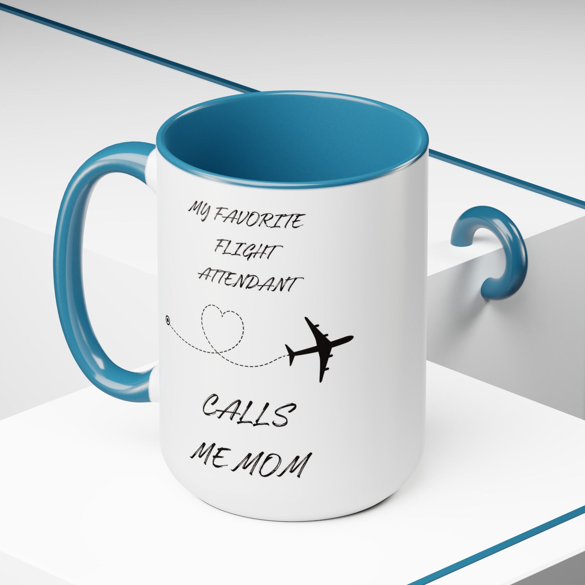My Favorite Flight Attendant Calls Me Mom Personalized Coffee Mug - 15oz Ceramic Mug for Flight Attendants & Aviation Lovers