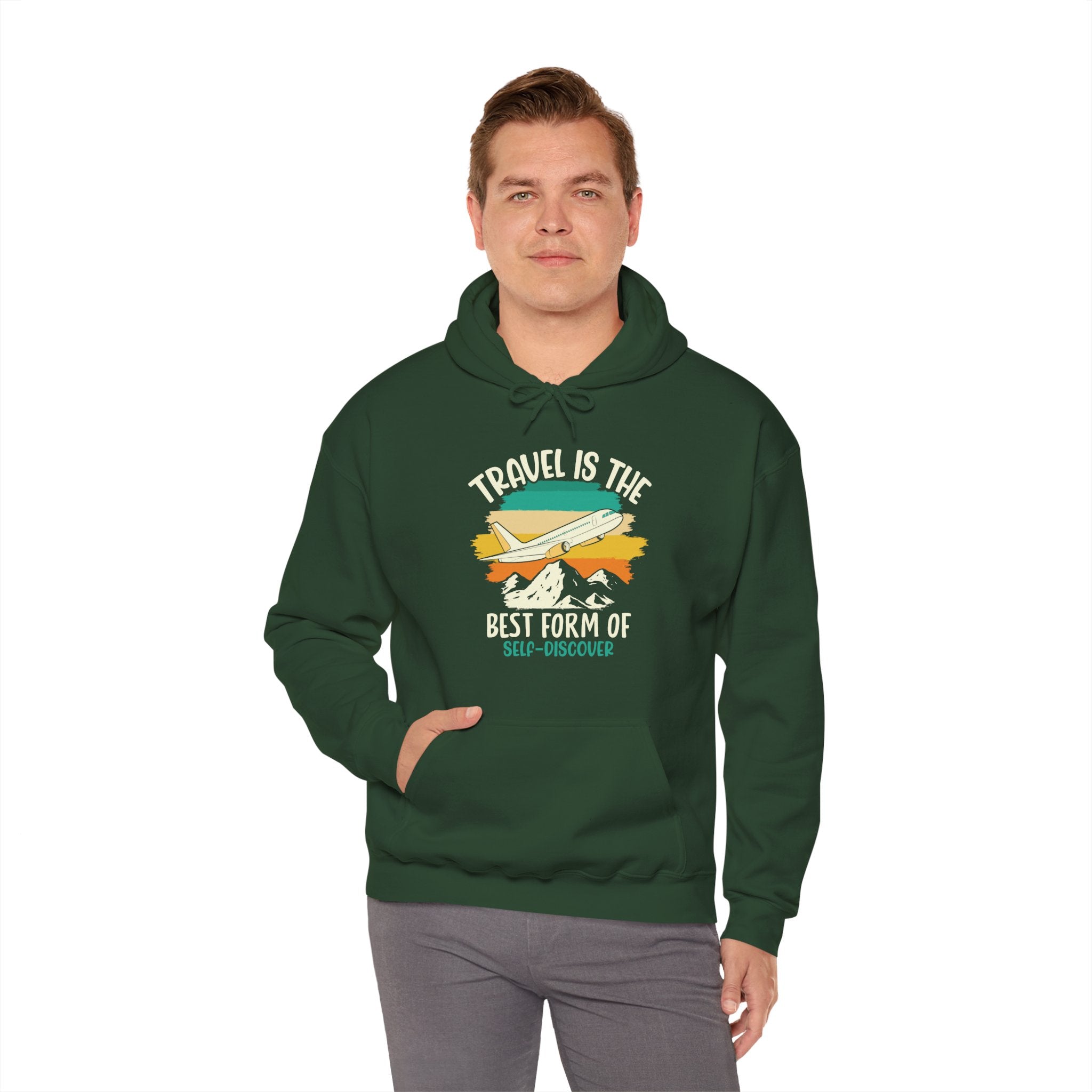 Travel is the best form of Discovery Unisex Heavy Blend™ Hoodie Sweatshirt