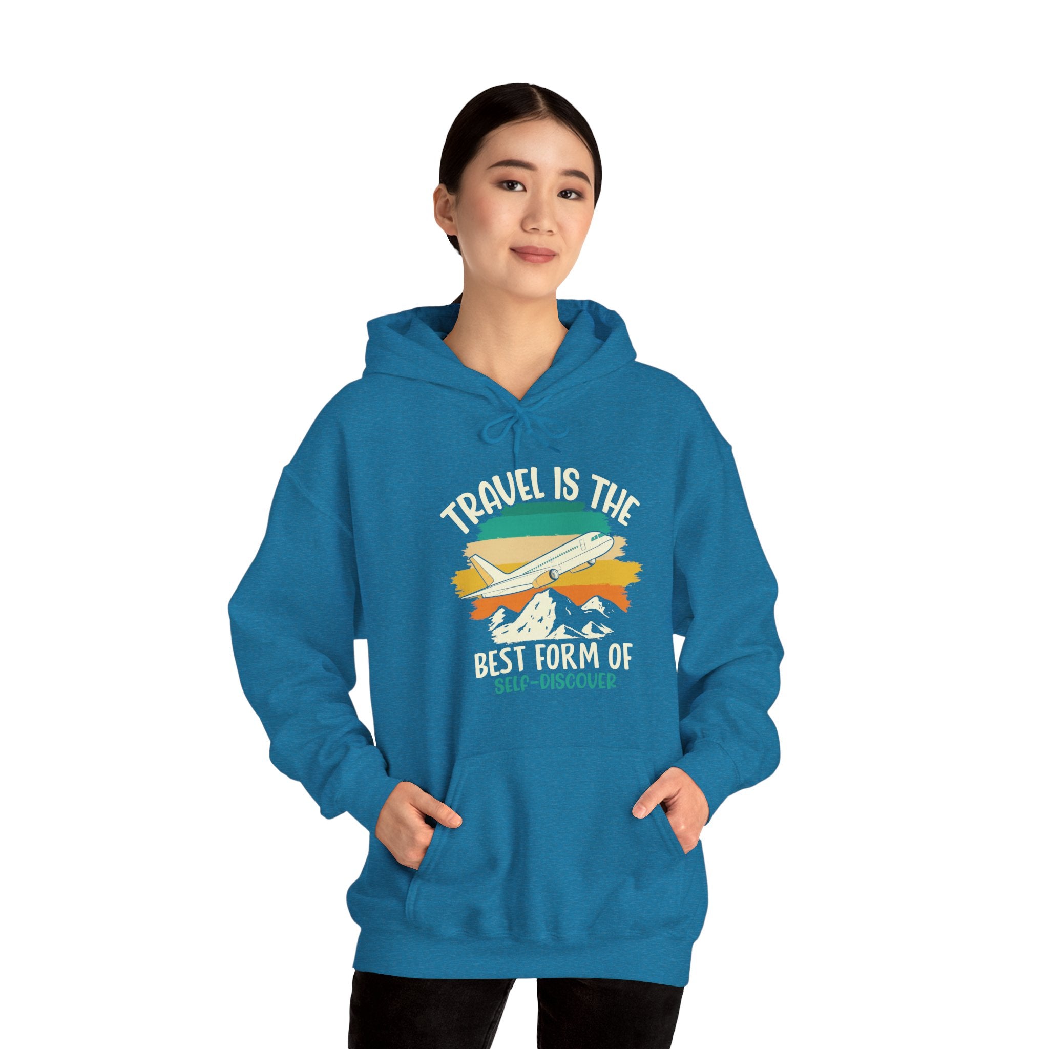 Travel is the best form of Discovery Unisex Heavy Blend™ Hoodie Sweatshirt