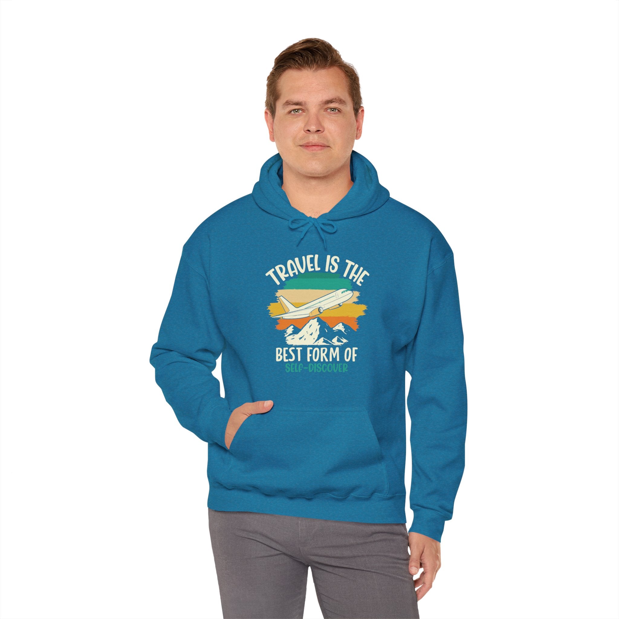 Travel is the best form of Discovery Unisex Heavy Blend™ Hoodie Sweatshirt
