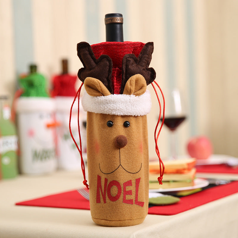 Christmas Wine Bottle Cover – Gnome or Santa Hat Decoration | Festive Holiday Table Décor, Gift Wrap Bag for Wine or Champagne