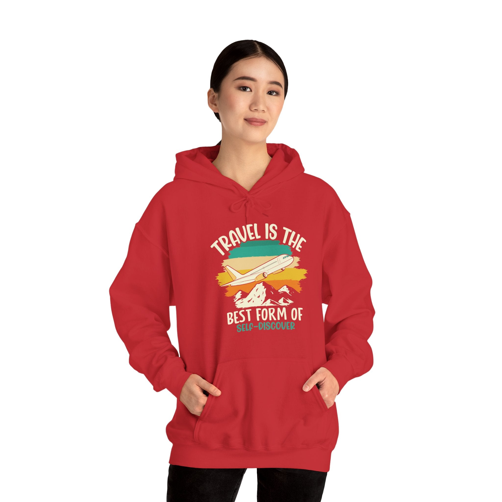 Travel is the best form of Discovery Unisex Heavy Blend™ Hoodie Sweatshirt