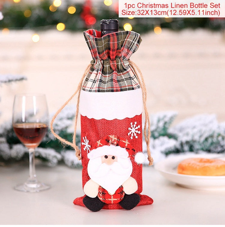 Christmas Wine Bottle Cover – Gnome or Santa Hat Decoration | Festive Holiday Table Décor, Gift Wrap Bag for Wine or Champagne