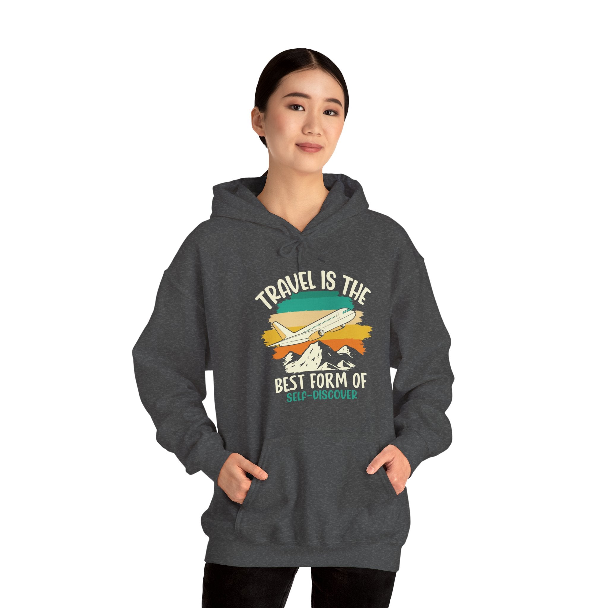 Travel is the best form of Discovery Unisex Heavy Blend™ Hoodie Sweatshirt
