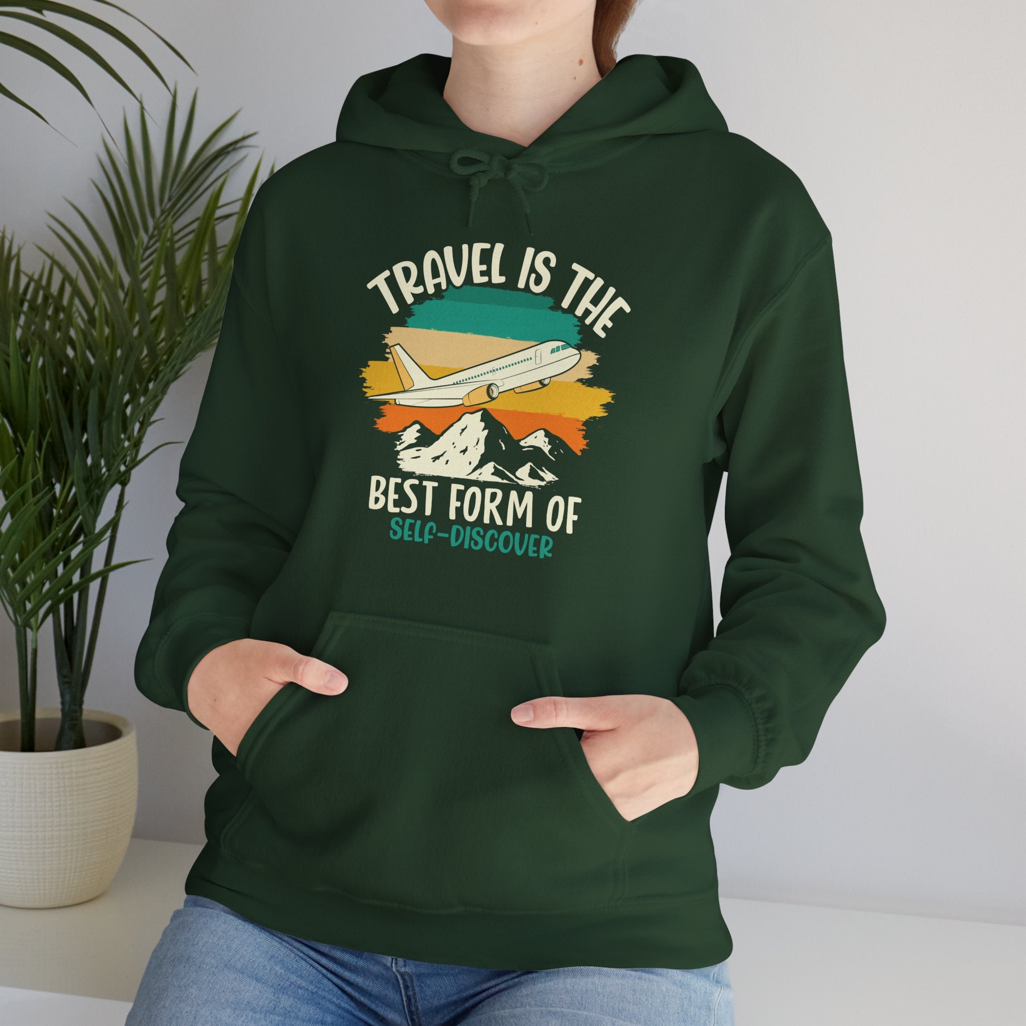 Travel is the best form of Discovery Unisex Heavy Blend™ Hoodie Sweatshirt
