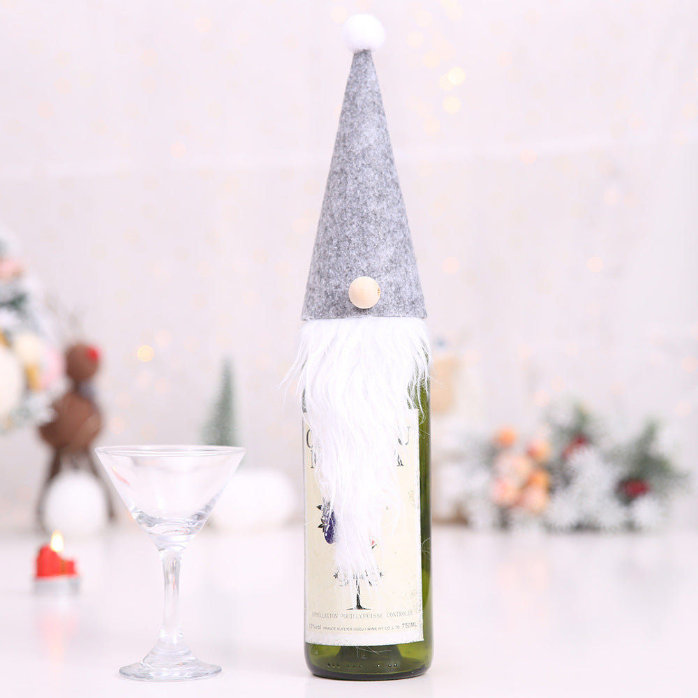Christmas Wine Bottle Cover – Gnome or Santa Hat Decoration | Festive Holiday Table Décor, Gift Wrap Bag for Wine or Champagne
