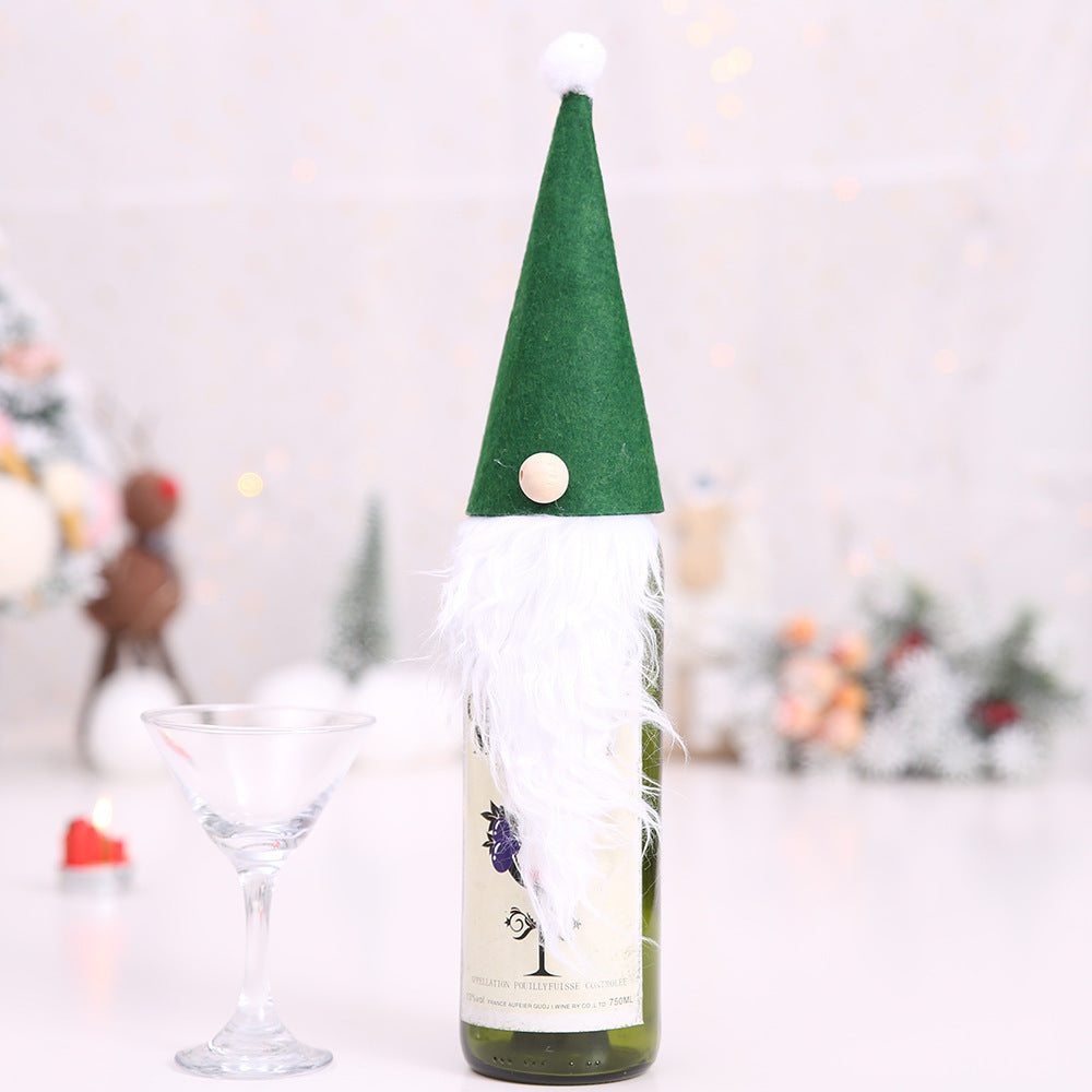 Christmas Wine Bottle Cover – Gnome or Santa Hat Decoration | Festive Holiday Table Décor, Gift Wrap Bag for Wine or Champagne