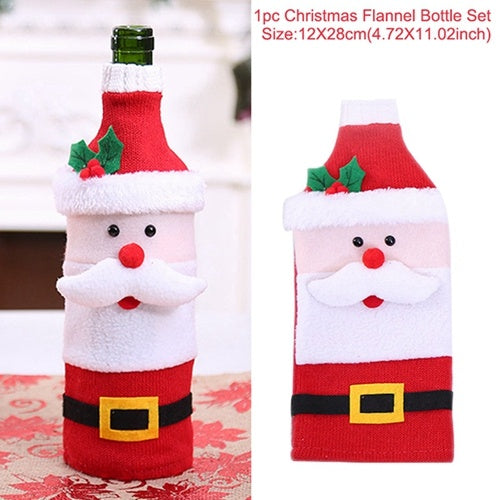 Christmas Wine Bottle Cover – Gnome or Santa Hat Decoration | Festive Holiday Table Décor, Gift Wrap Bag for Wine or Champagne
