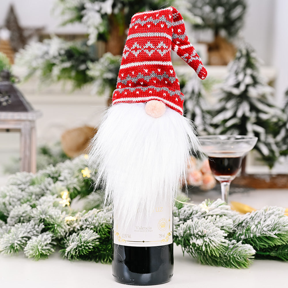 Christmas Wine Bottle Cover – Gnome or Santa Hat Decoration | Festive Holiday Table Décor, Gift Wrap Bag for Wine or Champagne