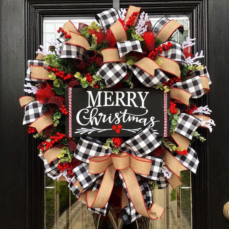 Christmas Bow Garland – Handmade Cloth Holiday Decoration | Festive Tree, Mantel, or Door Décor