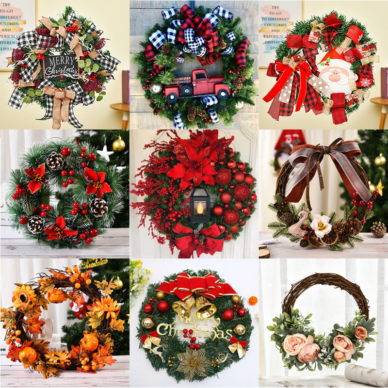 Wooden Christmas Wreath – Rustic Holiday Door Décor | Red Bow, Bells & Gift Designs | Festive 30cm (11.8”) Handmade-Style Decoration