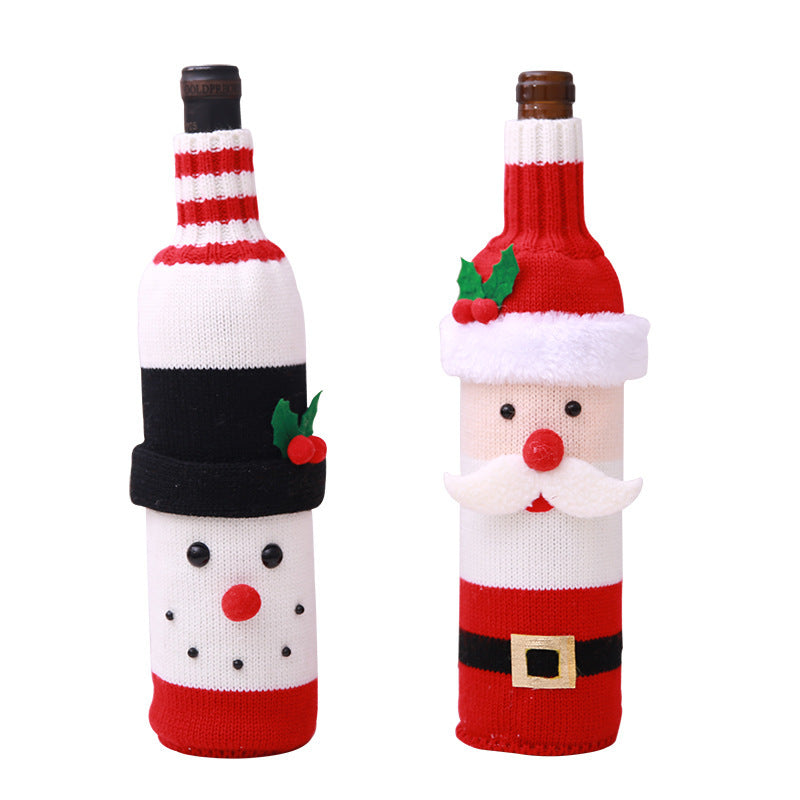 Christmas Wine Bottle Cover – Gnome or Santa Hat Decoration | Festive Holiday Table Décor, Gift Wrap Bag for Wine or Champagne