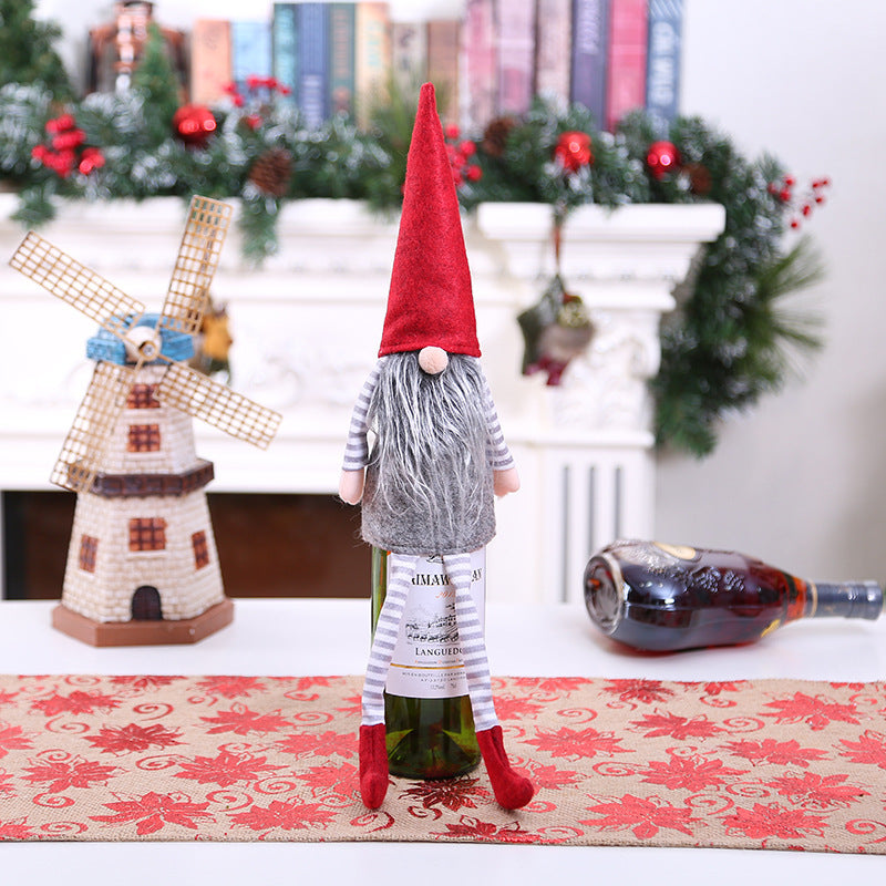 Christmas Wine Bottle Cover – Gnome or Santa Hat Decoration | Festive Holiday Table Décor, Gift Wrap Bag for Wine or Champagne