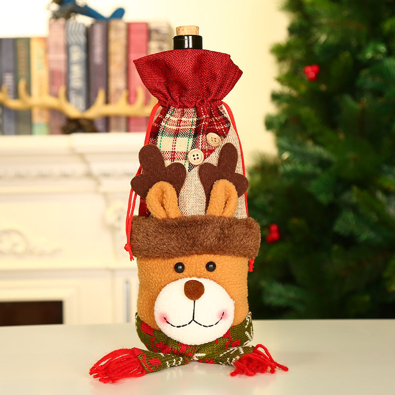 Christmas Wine Bottle Cover – Gnome or Santa Hat Decoration | Festive Holiday Table Décor, Gift Wrap Bag for Wine or Champagne