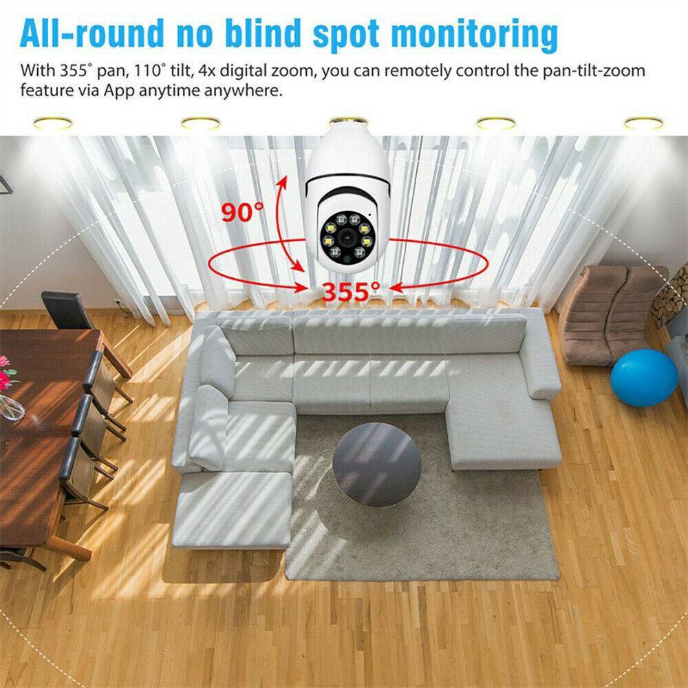 Smart Light Bulb Security Camera – 1080P HD WiFi 360° Surveillance (Model V380)