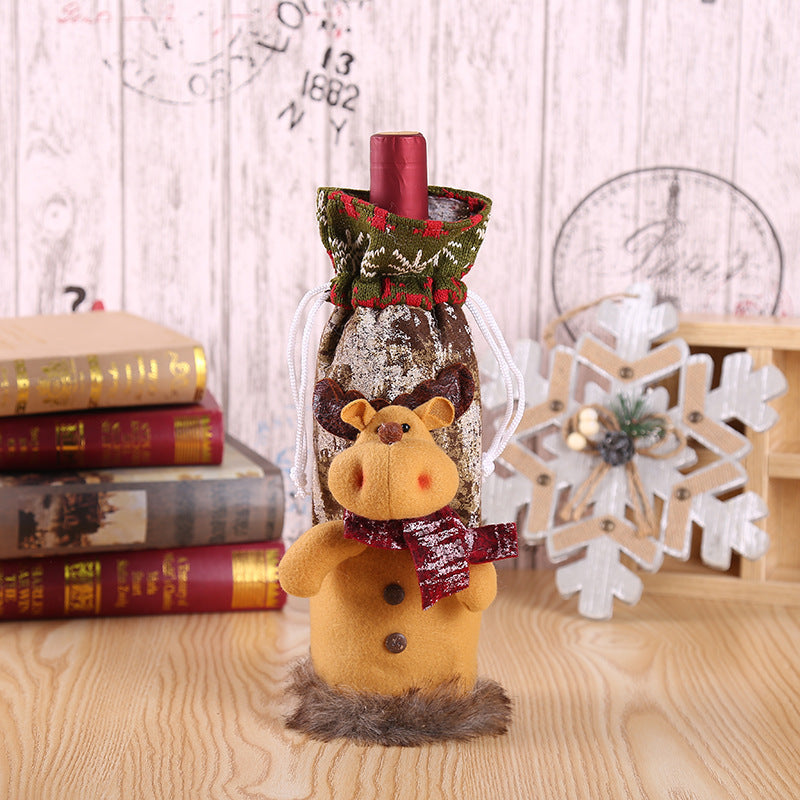 Christmas Wine Bottle Cover – Gnome or Santa Hat Decoration | Festive Holiday Table Décor, Gift Wrap Bag for Wine or Champagne
