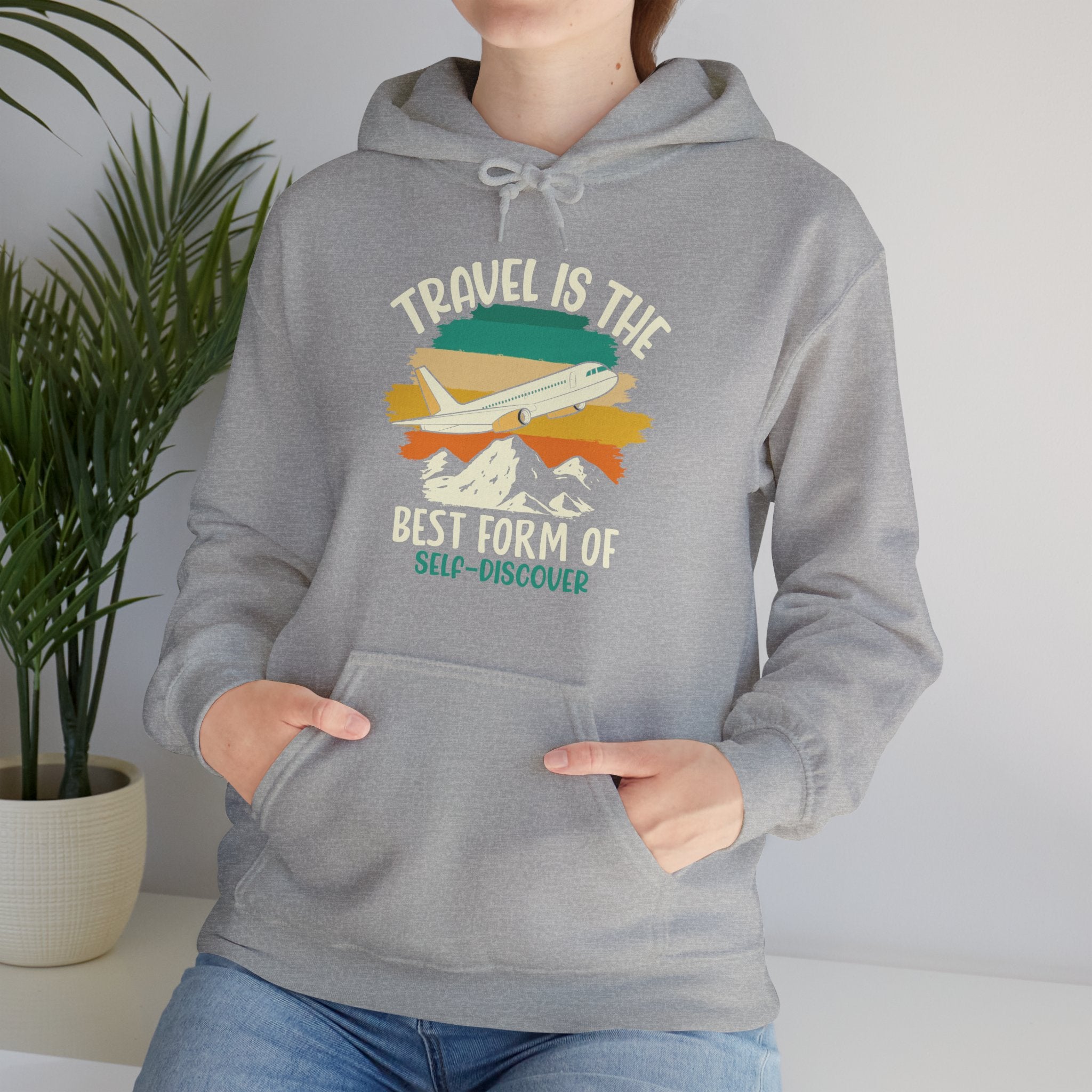 Travel is the best form of Discovery Unisex Heavy Blend™ Hoodie Sweatshirt