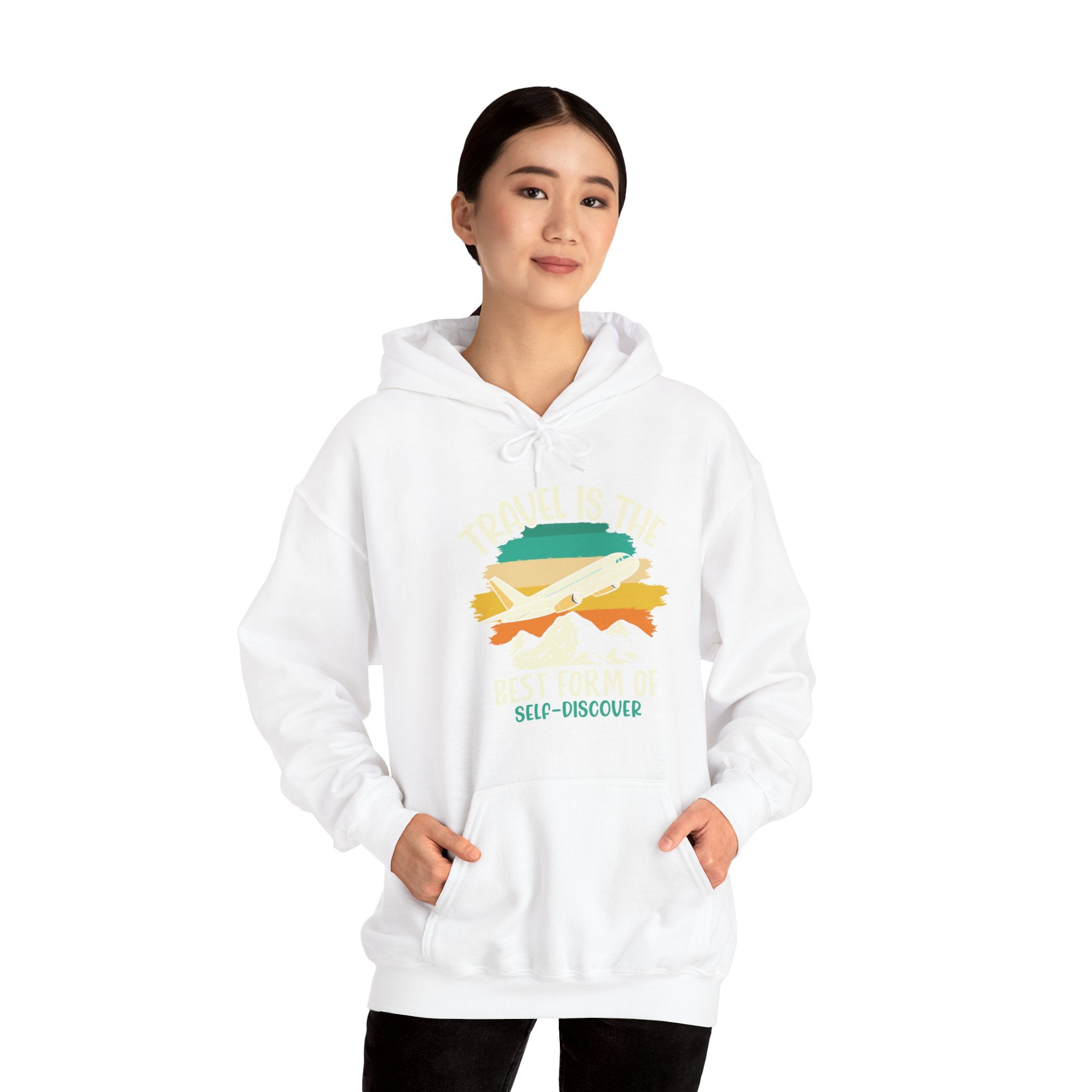 Travel is the best form of Discovery Unisex Heavy Blend™ Hoodie Sweatshirt