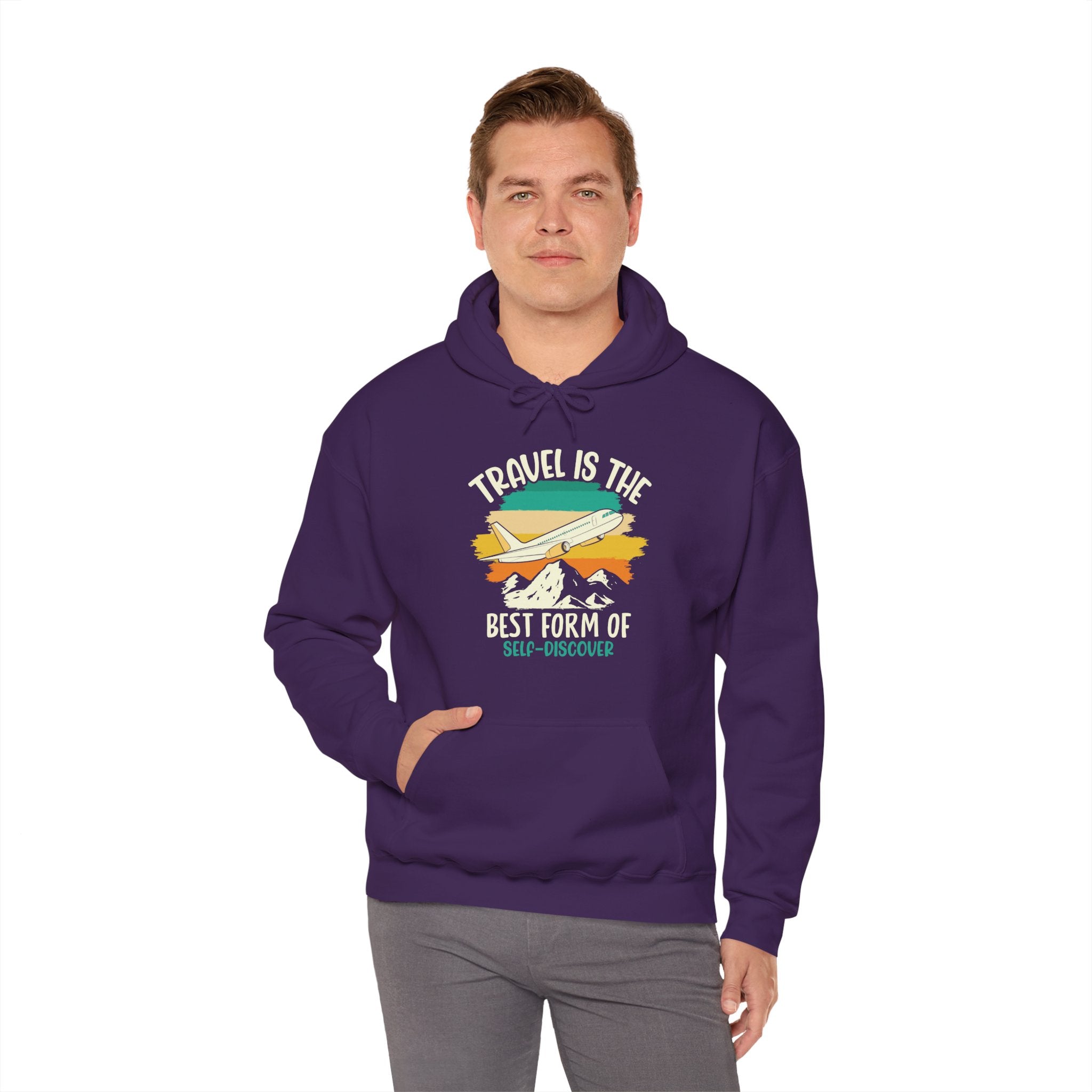 Travel is the best form of Discovery Unisex Heavy Blend™ Hoodie Sweatshirt