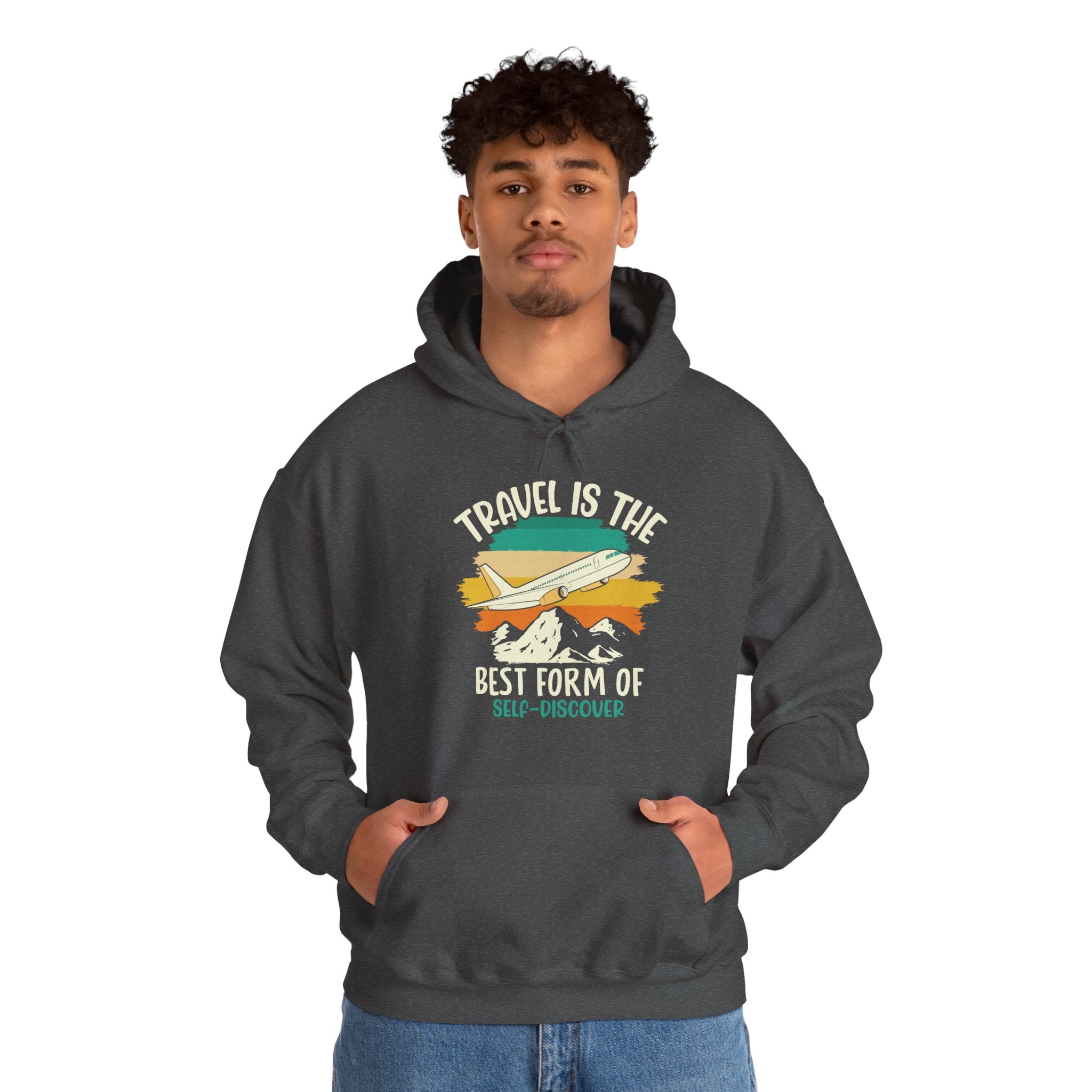 Travel is the best form of Discovery Unisex Heavy Blend™ Hoodie Sweatshirt