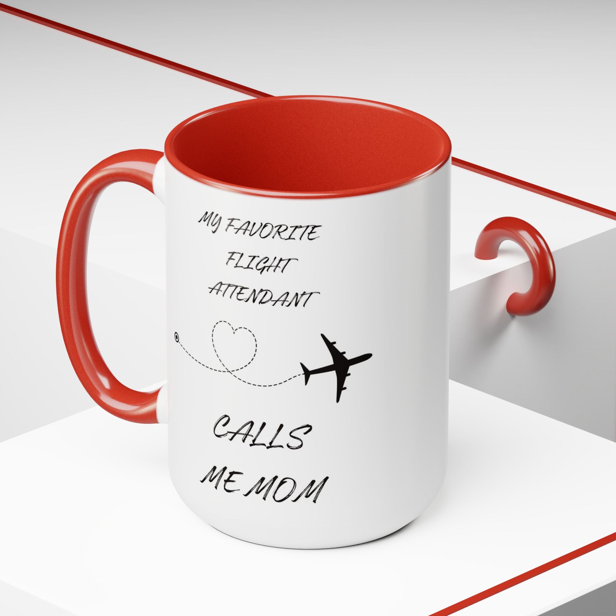 My Favorite Flight Attendant Calls Me Mom Personalized Coffee Mug - 15oz Ceramic Mug for Flight Attendants & Aviation Lovers
