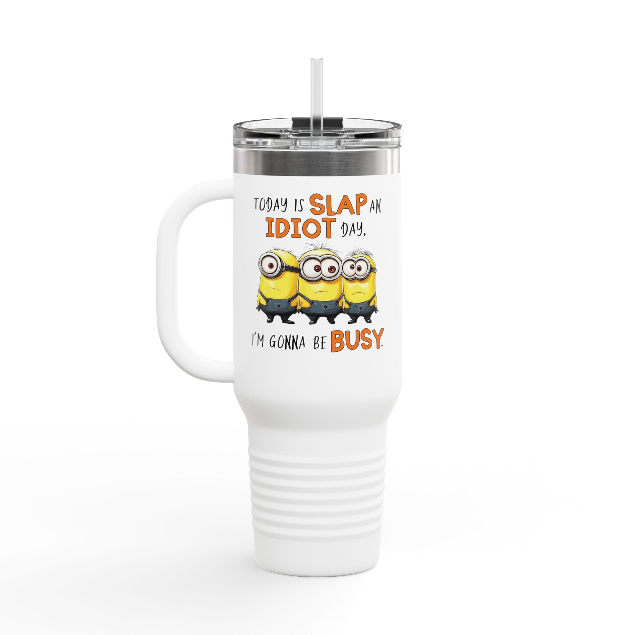 Funny Minion Insulated Travel Mug, 40oz - Great for Work, Gifting, or Celebrations, Large Coffee Cup, Novelty Tea Tumbler, Unique Traveler