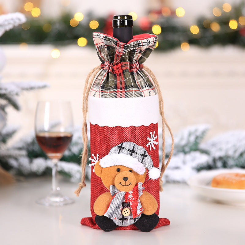 Christmas Wine Bottle Cover – Gnome or Santa Hat Decoration | Festive Holiday Table Décor, Gift Wrap Bag for Wine or Champagne
