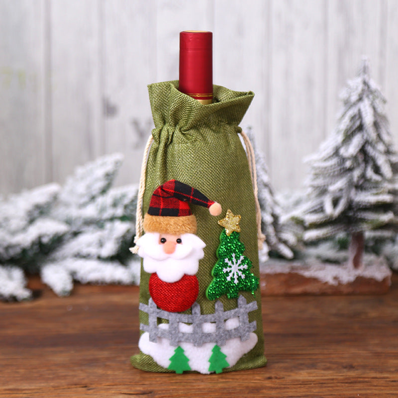 Christmas Wine Bottle Cover – Gnome or Santa Hat Decoration | Festive Holiday Table Décor, Gift Wrap Bag for Wine or Champagne