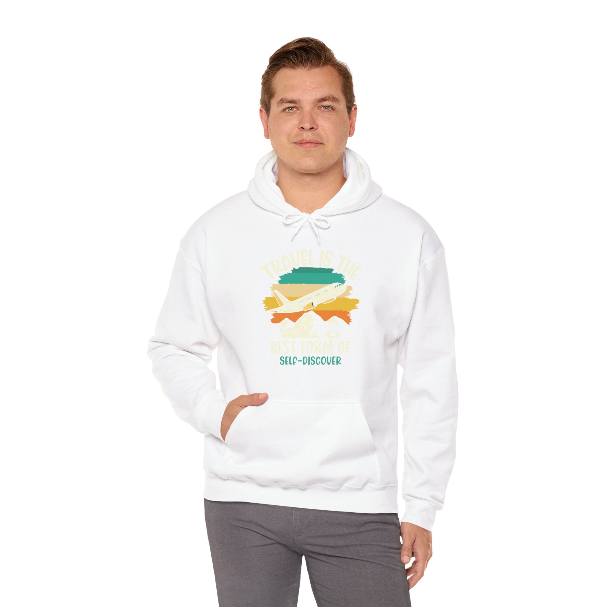 Travel is the best form of Discovery Unisex Heavy Blend™ Hoodie Sweatshirt
