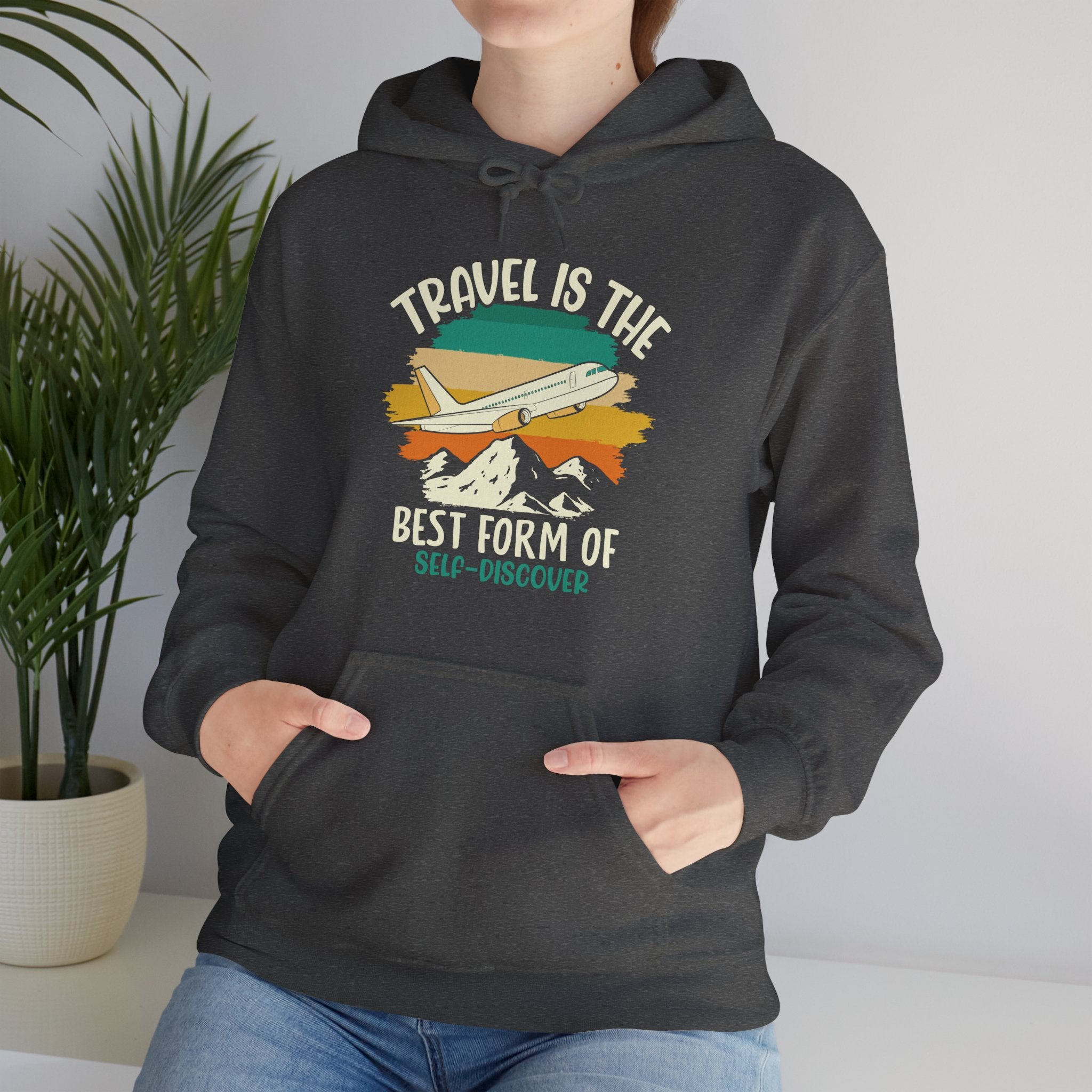 Travel is the best form of Discovery Unisex Heavy Blend™ Hoodie Sweatshirt
