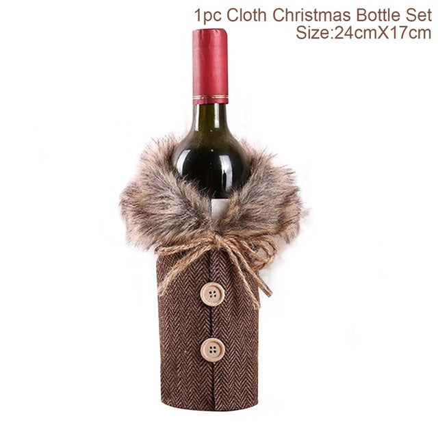Christmas Wine Bottle Cover – Gnome or Santa Hat Decoration | Festive Holiday Table Décor, Gift Wrap Bag for Wine or Champagne