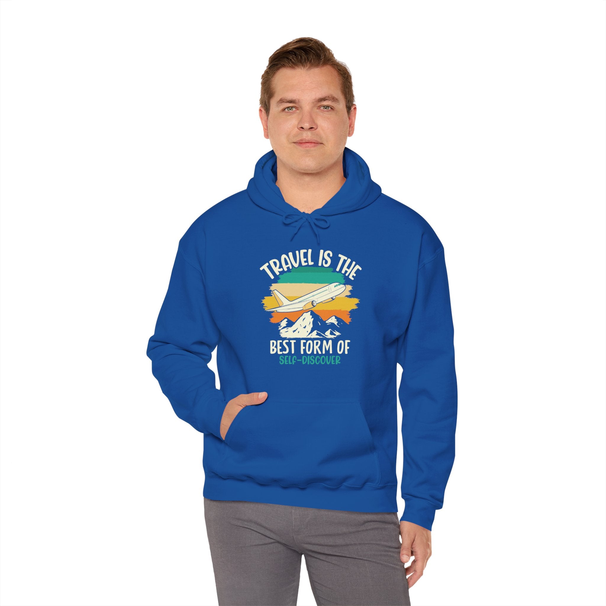 Travel is the best form of Discovery Unisex Heavy Blend™ Hoodie Sweatshirt