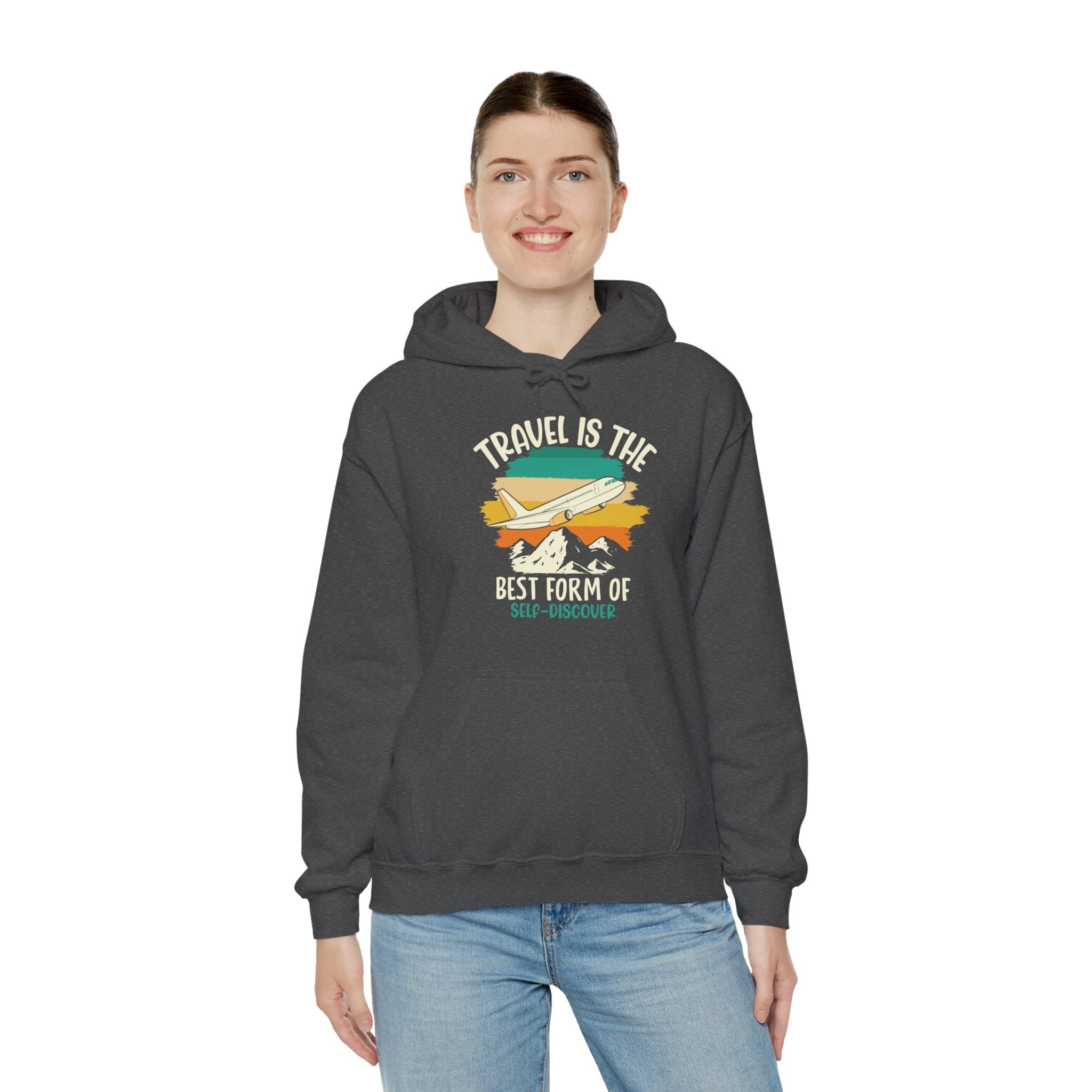 Travel is the best form of Discovery Unisex Heavy Blend™ Hoodie Sweatshirt
