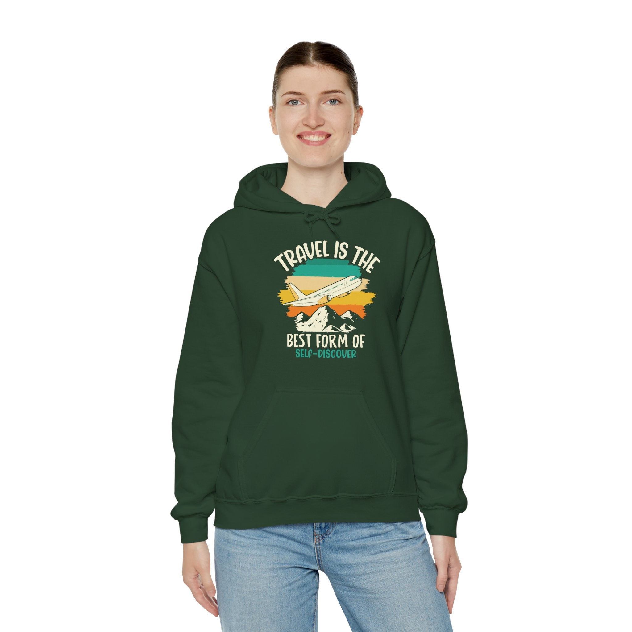 Travel is the best form of Discovery Unisex Heavy Blend™ Hoodie Sweatshirt