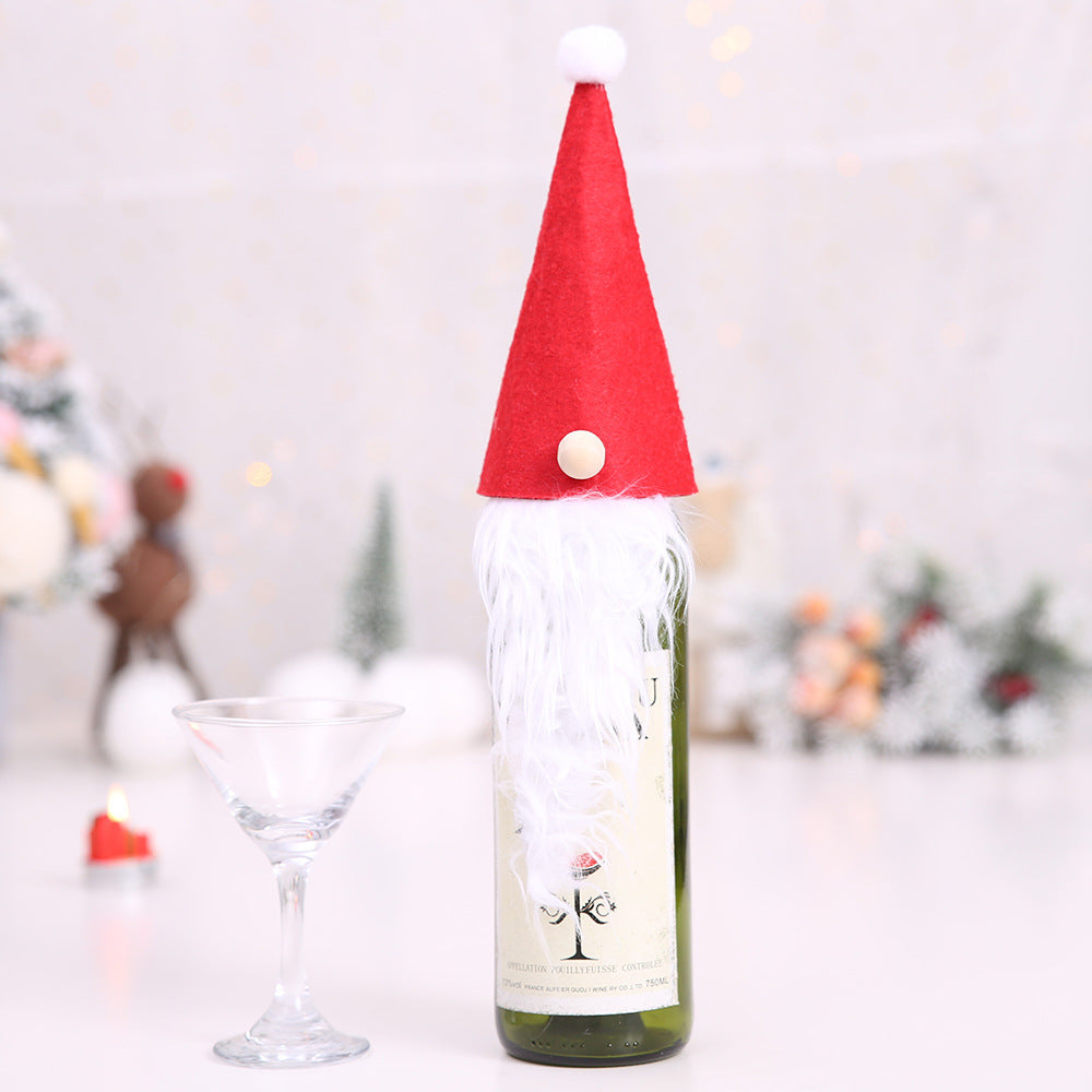 Christmas Wine Bottle Cover – Gnome or Santa Hat Decoration | Festive Holiday Table Décor, Gift Wrap Bag for Wine or Champagne
