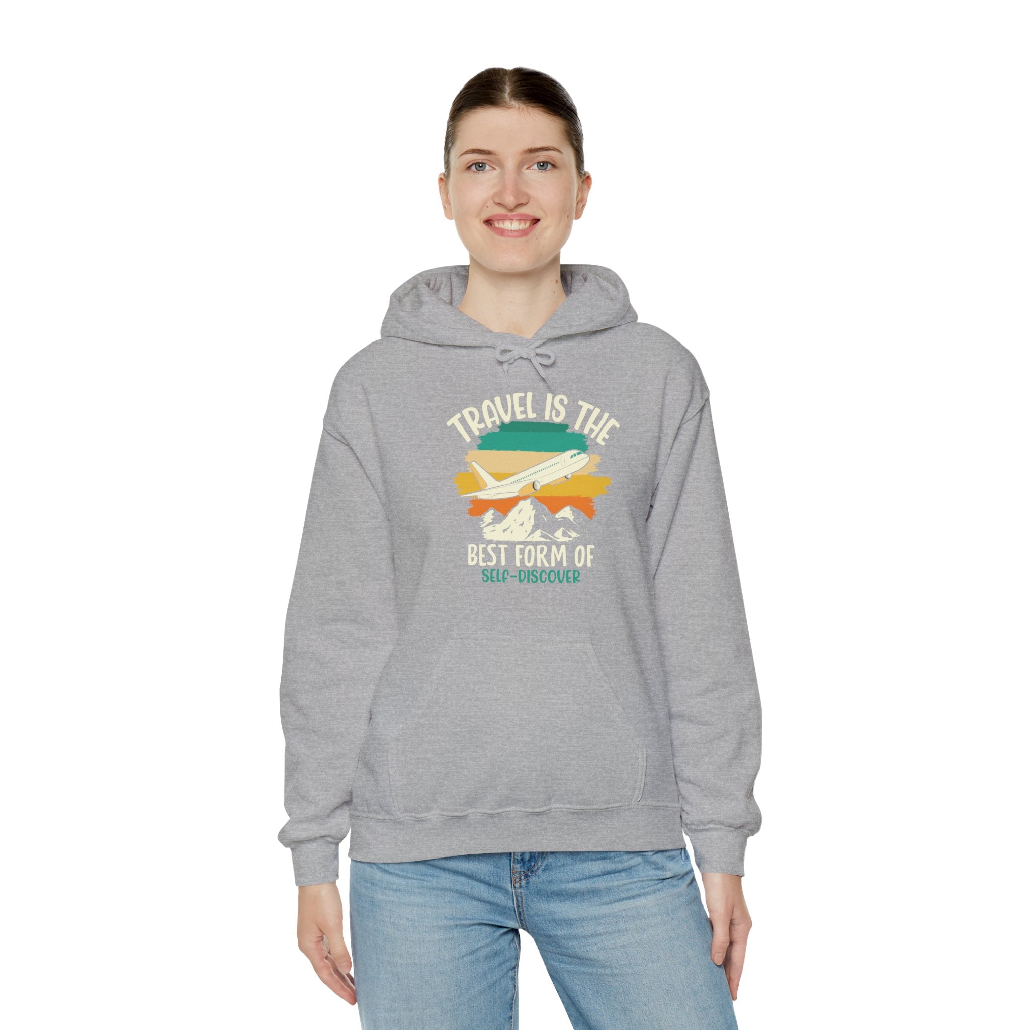Travel is the best form of Discovery Unisex Heavy Blend™ Hoodie Sweatshirt