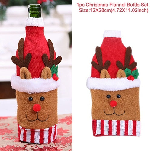 Christmas Wine Bottle Cover – Gnome or Santa Hat Decoration | Festive Holiday Table Décor, Gift Wrap Bag for Wine or Champagne
