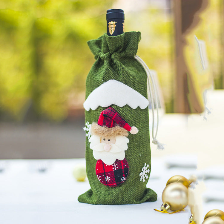 Christmas Wine Bottle Cover – Gnome or Santa Hat Decoration | Festive Holiday Table Décor, Gift Wrap Bag for Wine or Champagne