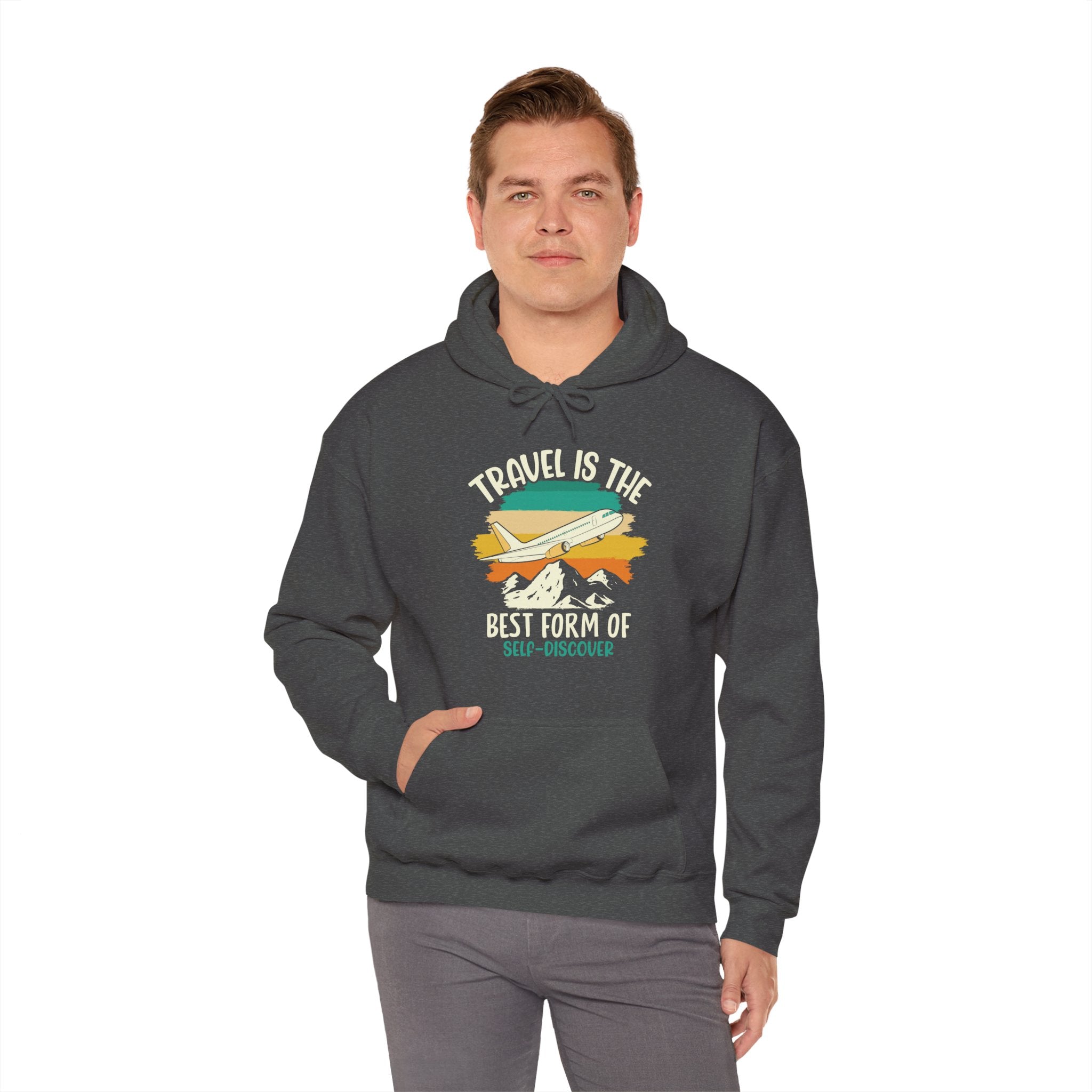 Travel is the best form of Discovery Unisex Heavy Blend™ Hoodie Sweatshirt